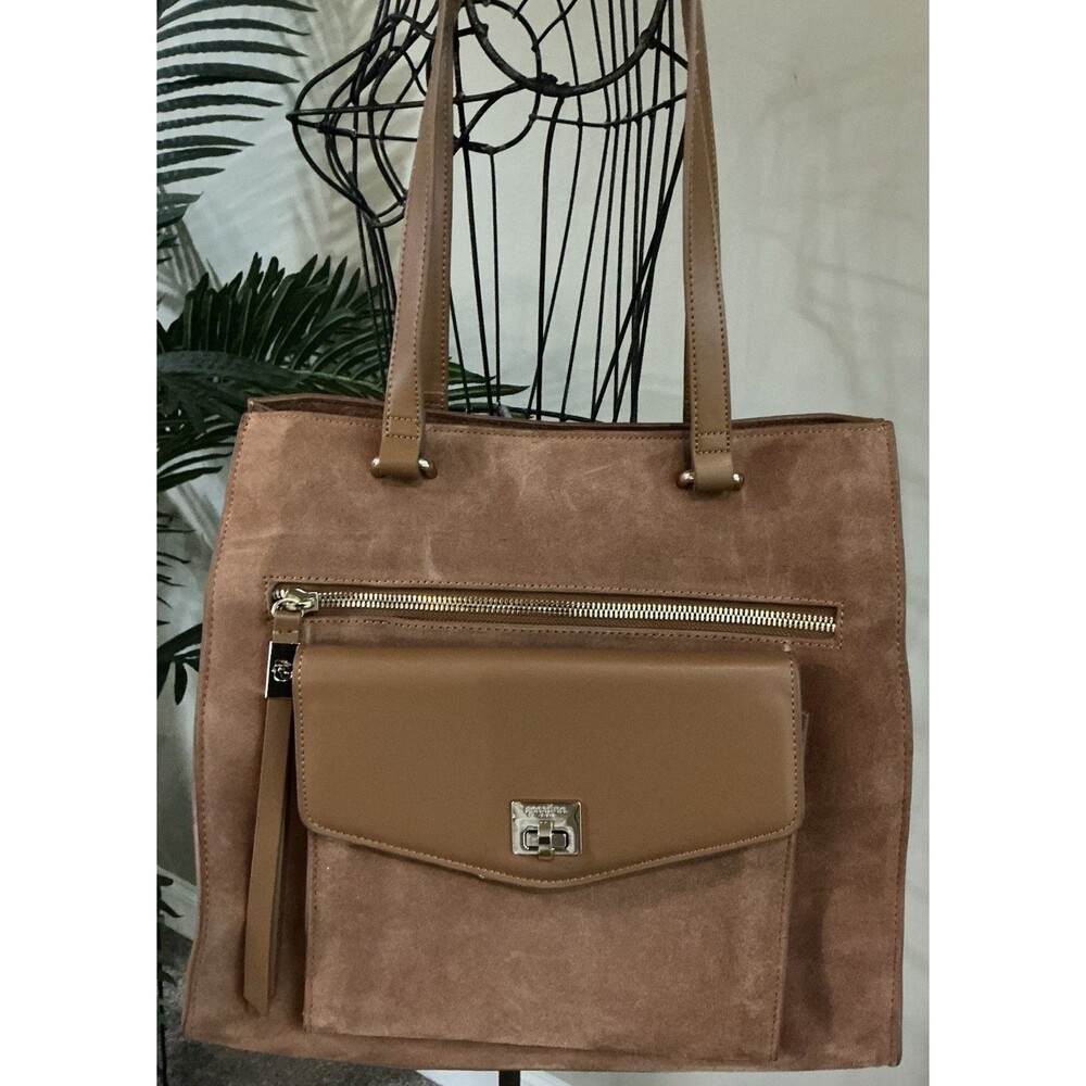 Spartina 449 Gingerbread Suede Daufuskie Island Tote Large Handbag EUC